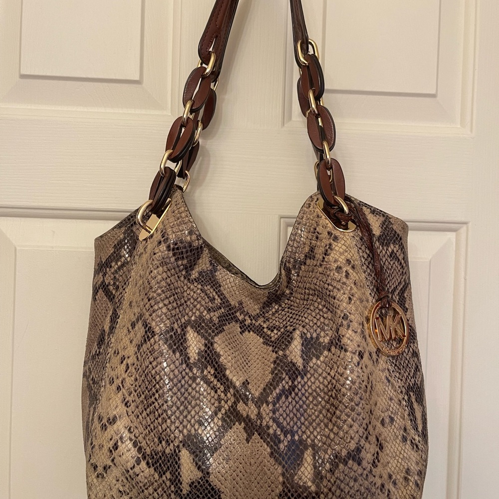 Michael Kors Brown Snakeskin Shoulder Bag